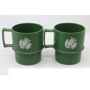 VTG Tupperware Green Christmas Mug Cup With Dove 1312-49 No Lid Made In USA x2